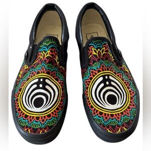 Vans Custom Bassnectar Mandala Slip-On Sneakers - Hand-Painted Art Size M6.5 W8